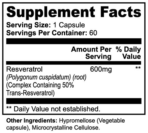 Resveratrol 50% 600mg - Check My Body Health USA